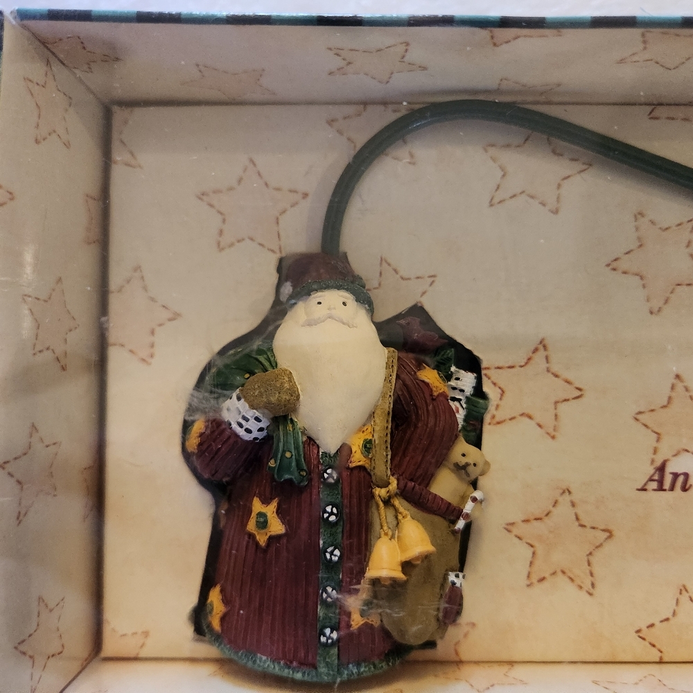 Debbie Mumm Button Santa Claus Candle Snuffer Stars Handle Christmas Vintage NIB - Picture 3 of 9